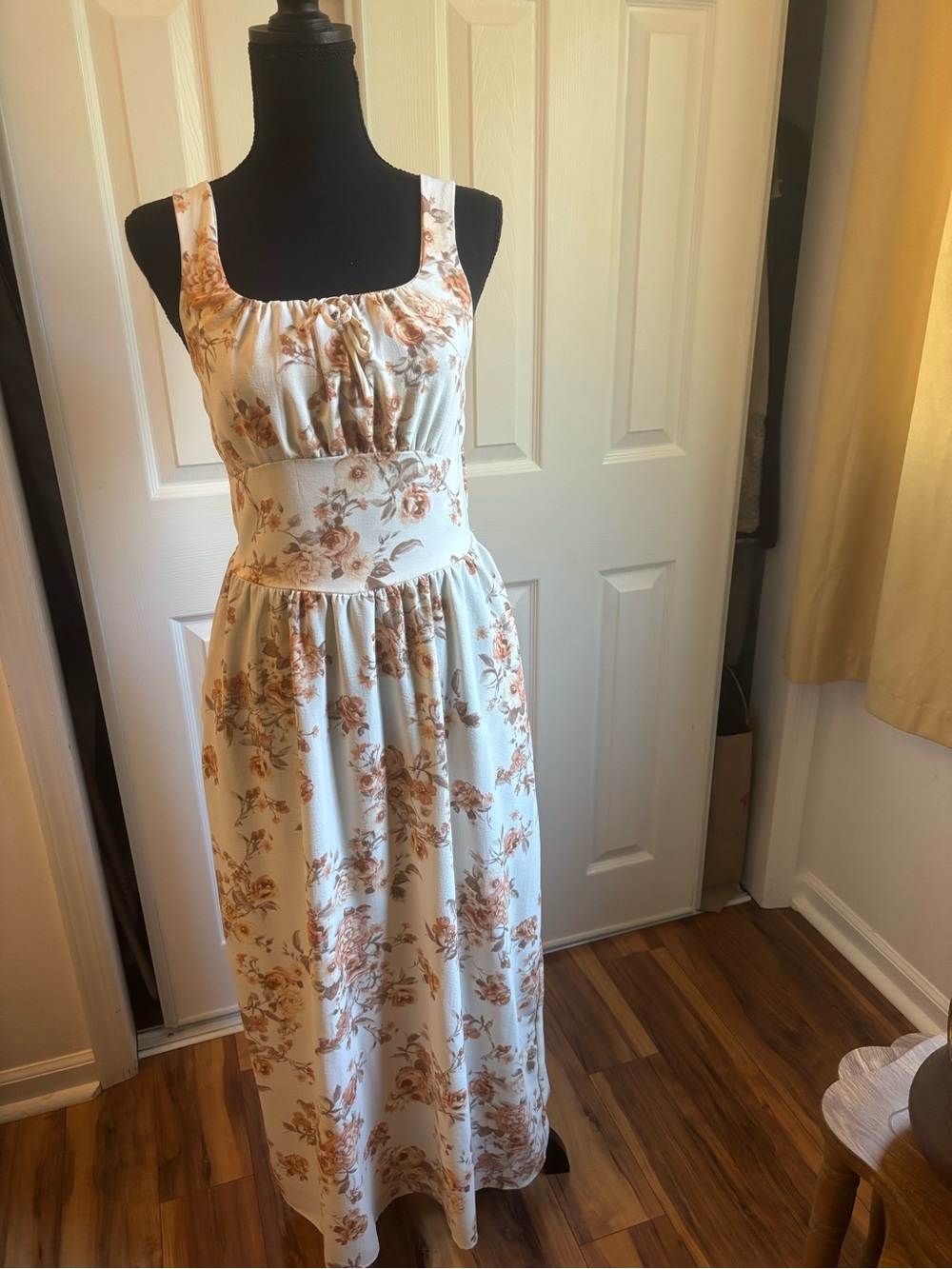 Monteau Cream Maxi Dress with Rust Floral Print